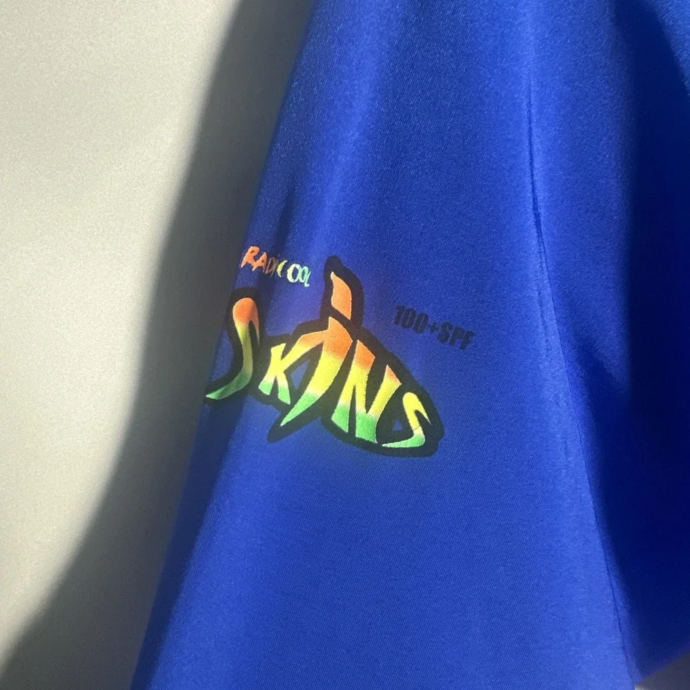 Radicool Skins 100+ Spf Rash guard Men's Shirt‎ Blue Size 2X Beach Fishing